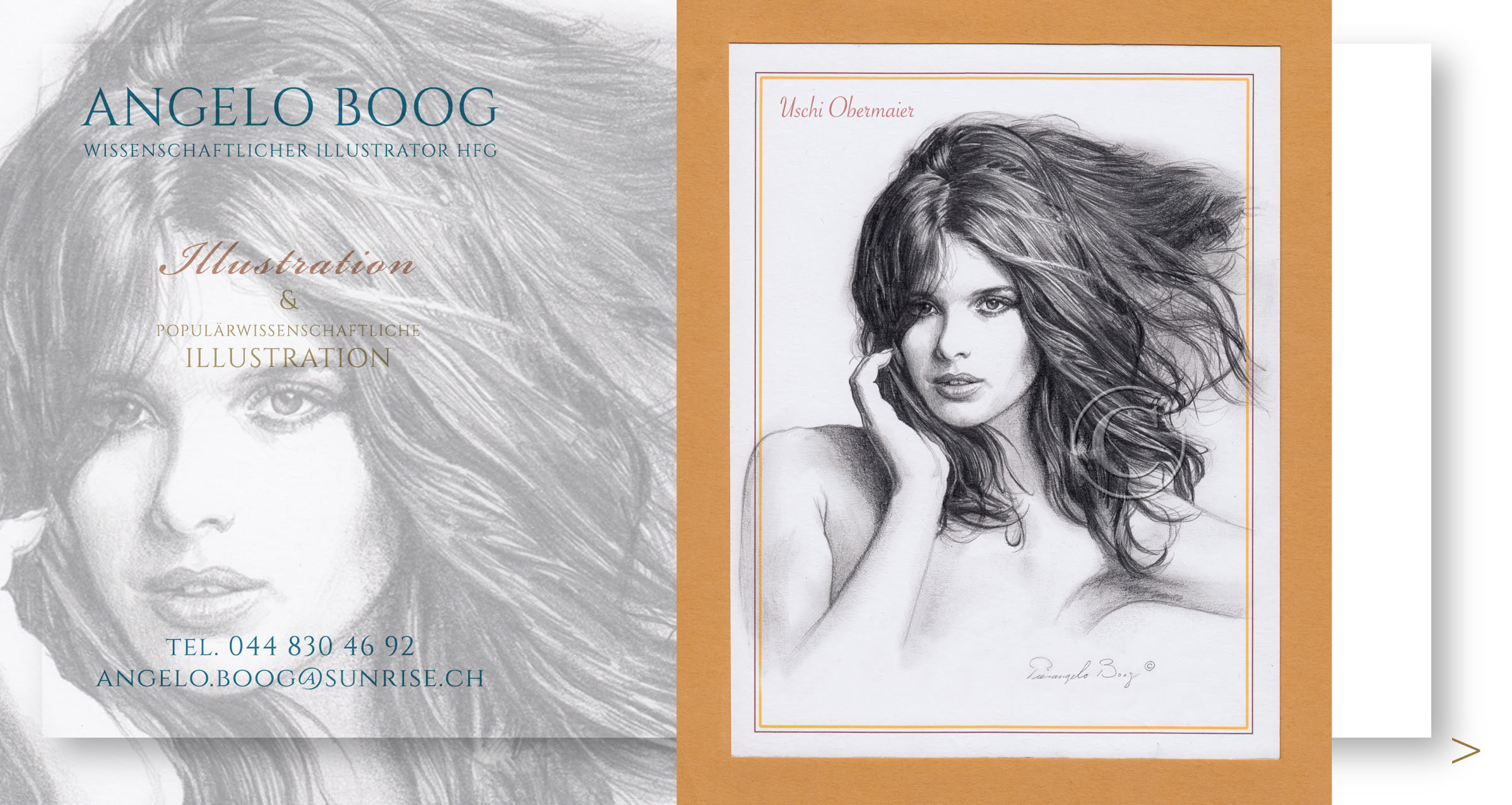 Illustration Bleistift Portrait Erotik Uschi Obermaier