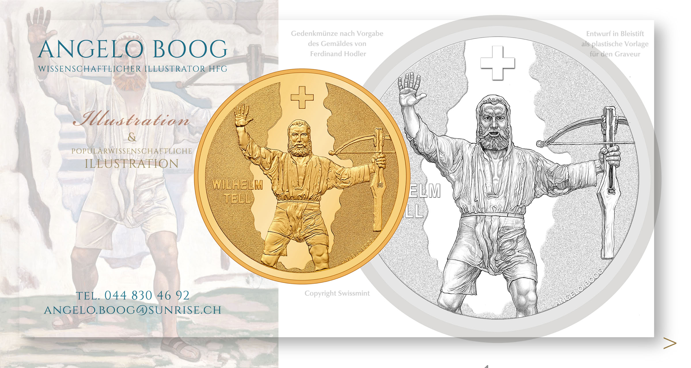 Entwurf Design Zeichnung Wilhelm Tell Numismatik